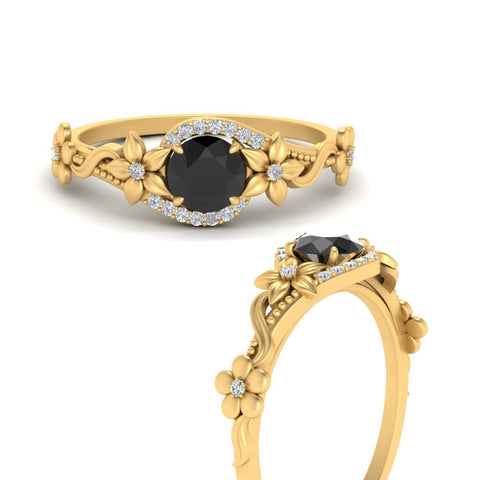 round-black-diamond-and-diamond-flower-engagement-ring-in-FD10057RORGBLACKANGLE3-NL-YG-GS