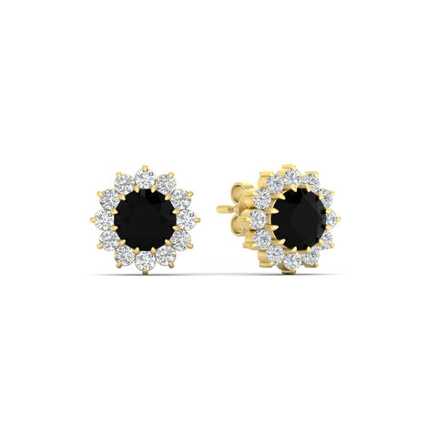 Round Diamond Floral Halo Stud Earrings