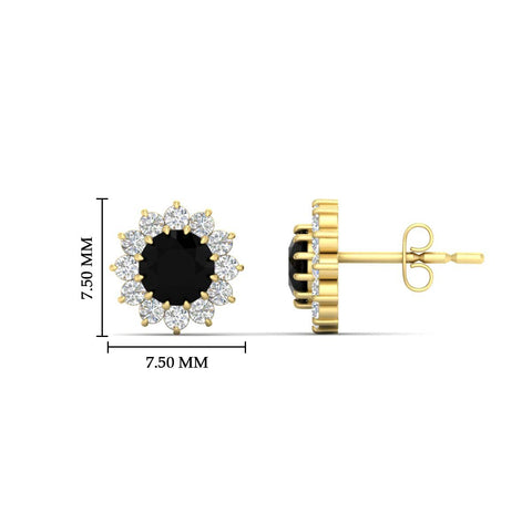 Round Diamond Floral Halo Stud Earrings