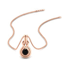 Load image into Gallery viewer, round-black-diamond-solitaire-infinity-knot-pendant-in-rose-gold
