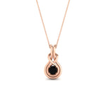 Load image into Gallery viewer, round-black-diamond-solitaire-infinity-knot-pendant-in-rose-gold
