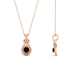 Load image into Gallery viewer, round-black-diamond-solitaire-infinity-knot-pendant-in-rose-gold
