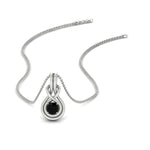 Load image into Gallery viewer, round-black-diamond-solitaire-infinity-knot-pendant-in-white-gold
