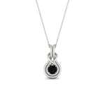 Load image into Gallery viewer, round-black-diamond-solitaire-infinity-knot-pendant-in-white-gold
