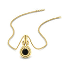 Load image into Gallery viewer, round-black-diamond-solitaire-infinity-knot-pendant-in-yellow-gold
