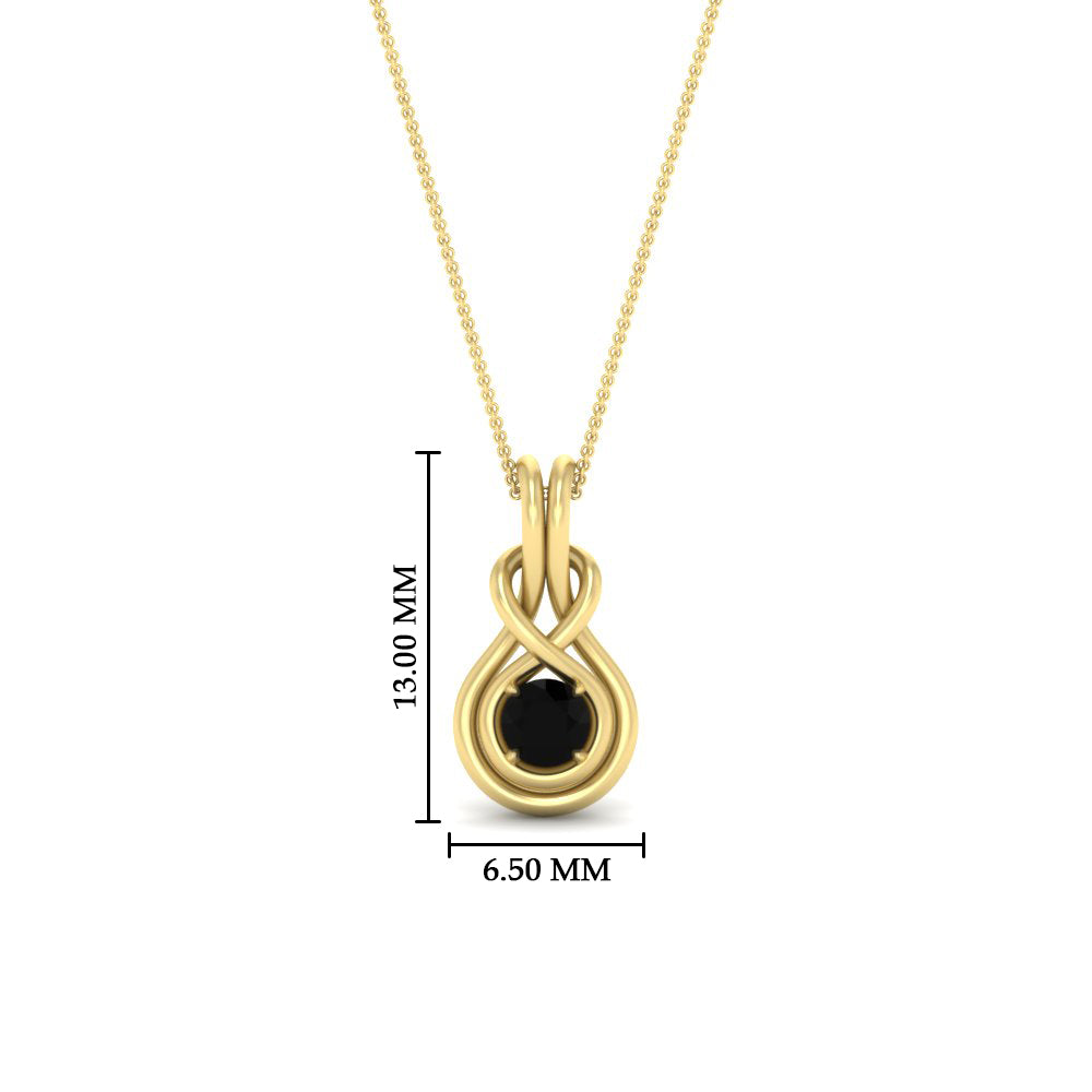 round-black-diamond-solitaire-infinity-knot-pendant-in-yellow-gold