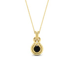 Load image into Gallery viewer, round-black-diamond-solitaire-infinity-knot-pendant-in-yellow-gold
