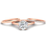 Load image into Gallery viewer, round-brilliant-solitaire-ring-with-pave-diamond-and-plain-band-set-in-rose-gold-fdsr11737angle4-nl-rg.jpg?v=1775815897