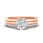 Load image into Gallery viewer, round-brilliant-solitaire-ring-with-pave-diamond-and-plain-band-set-in-rose-gold-fdsr11737sleep-nl-rg.jpg?v=1775815897
