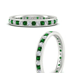 Load image into Gallery viewer, round-channel-set-eternity-band-with-emerald-in-white-gold-fdewb158gemgrangle3-nl-wg
