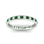 Load image into Gallery viewer, round-channel-set-eternity-band-with-emerald-in-white-gold-fdewb158gemgrangle5-nl-wg
