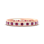 Load image into Gallery viewer, round-channel-set-eternity-band-with-pink-sapphire-in-rose-gold-fdewb158gsadrpisleep-nl-rg
