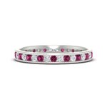 Load image into Gallery viewer, round-channel-set-eternity-band-with-pink-sapphire-in-white-gold-fdewb158gsadrpisleep-nl-wg
