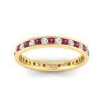 Load image into Gallery viewer, round-channel-set-eternity-band-with-pink-sapphire-in-yellow-gold-fdewb158gsadrpiangle5-nl-yg
