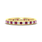 Load image into Gallery viewer, round-channel-set-eternity-band-with-pink-sapphire-in-yellow-gold-fdewb158gsadrpisleep-nl-yg
