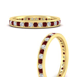 Load image into Gallery viewer, round-channel-set-eternity-band-with-ruby-in-yellow-gold-fdewb158grudrangle3-nl-yg
