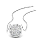 Load image into Gallery viewer, Round+Cluster+Disc+Bezel+Set+Diamond+Pendant+In+White+Gold-FDPD10841
