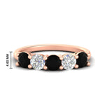 Load image into Gallery viewer, round-cut-2-carat-5-stone-diamond-and-black-diamond-wedding-ring-in-rose-gold-FDENS141ROBGBLACK-2.00CT-NL-RG-HW
