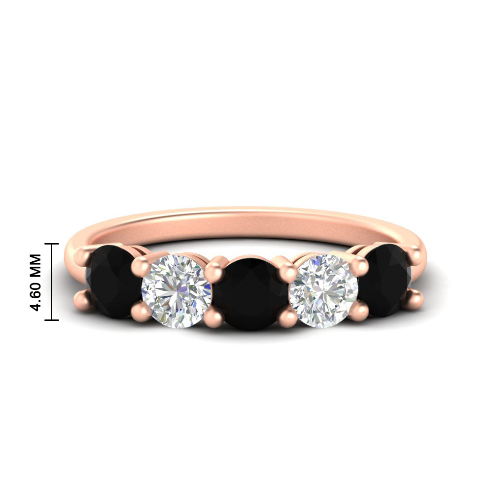 round-cut-2-carat-5-stone-diamond-and-black-diamond-wedding-ring-in-rose-gold-FDENS141ROBGBLACK-2.00CT-NL-RG-HW