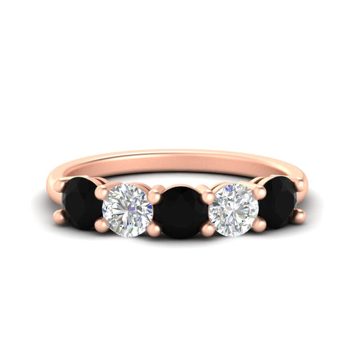round-cut-2-carat-5-stone-diamond-and-black-diamond-wedding-ring-in-rose-gold-FDENS141ROBGBLACK-2.00CT-NL-RG
