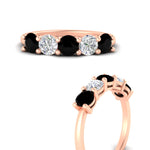 Load image into Gallery viewer, round-cut-2-carat-5-stone-diamond-and-black-diamond-wedding-ring-in-rose-gold-FDENS141ROBGBLACKANGLE3-2.00CT-NL-RG
