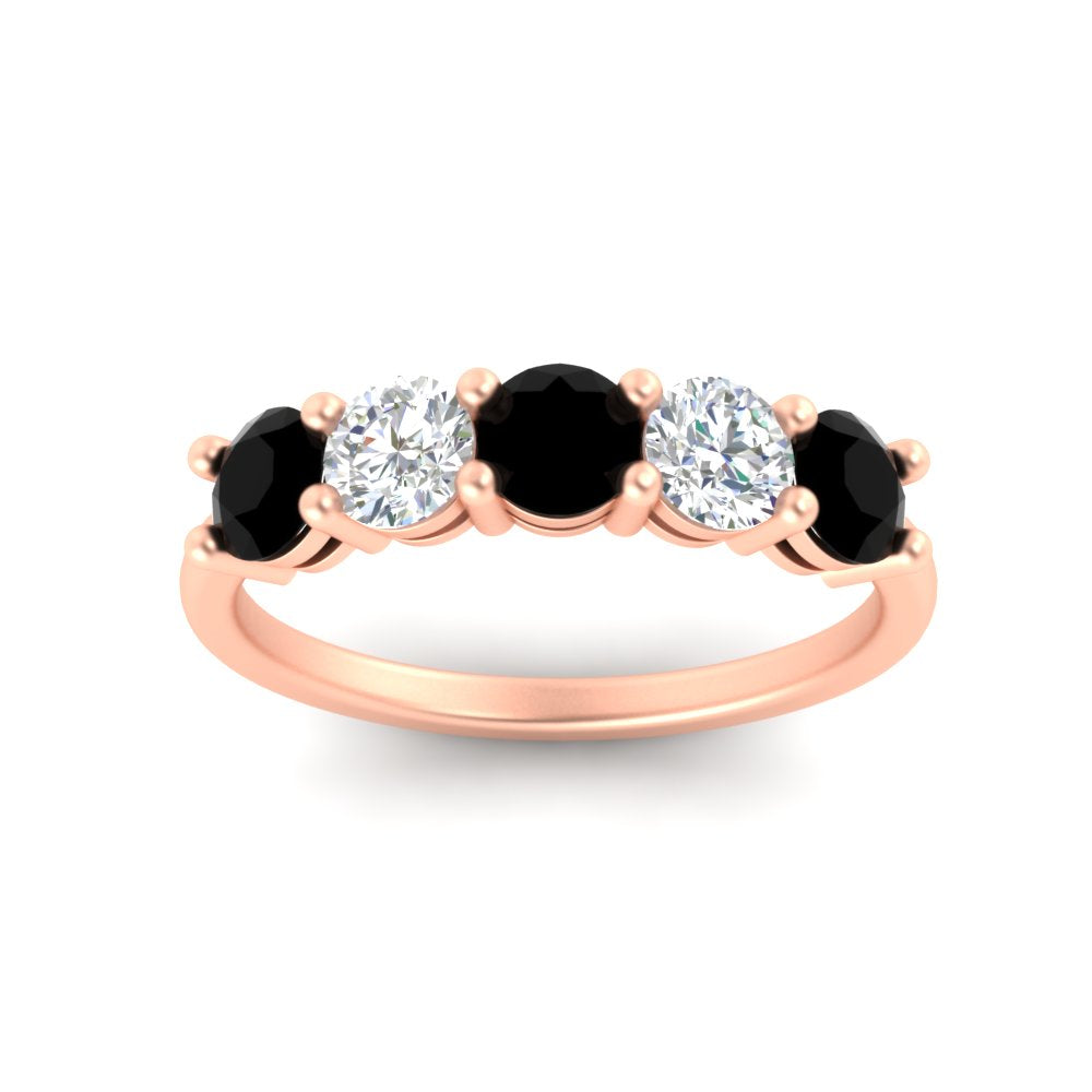 round-cut-2-carat-5-stone-diamond-and-black-diamond-wedding-ring-in-rose-gold-FDENS141ROBGBLACKANGLE5-2.00CT-NL-RG