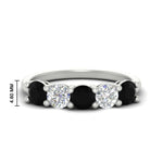Load image into Gallery viewer, round-cut-2-carat-5-stone-diamond-and-black-diamond-wedding-ring-in-white-gold-FDENS141ROBGBLACK-2.00CT-NL-WG-HW
