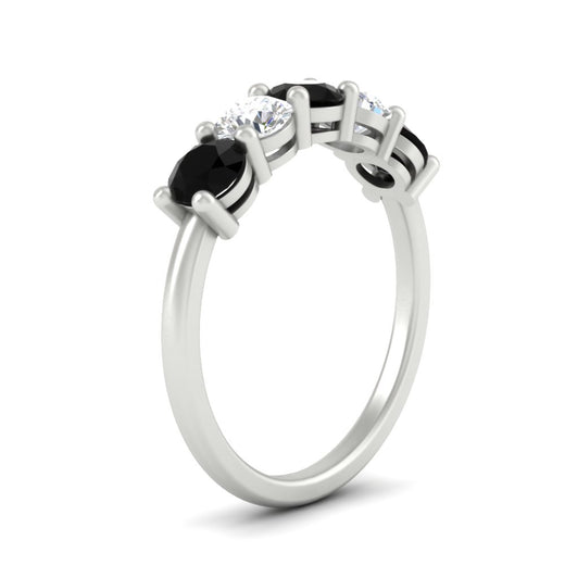 round-cut-2-carat-5-stone-diamond-and-black-diamond-wedding-ring-in-white-gold-FDENS141ROBGBLACKANGLE2-2.00CT-NL-WG