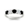 Load image into Gallery viewer, round-cut-2-carat-5-stone-diamond-and-black-diamond-wedding-ring-in-white-gold-FDENS141ROBGBLACKANGLE5-2.00CT-NL-WG