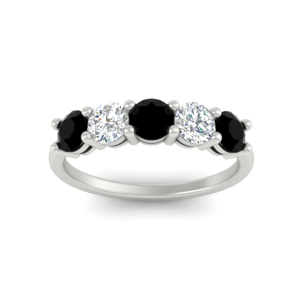 round-cut-2-carat-5-stone-diamond-and-black-diamond-wedding-ring-in-white-gold-FDENS141ROBGBLACKANGLE5-2.00CT-NL-WG