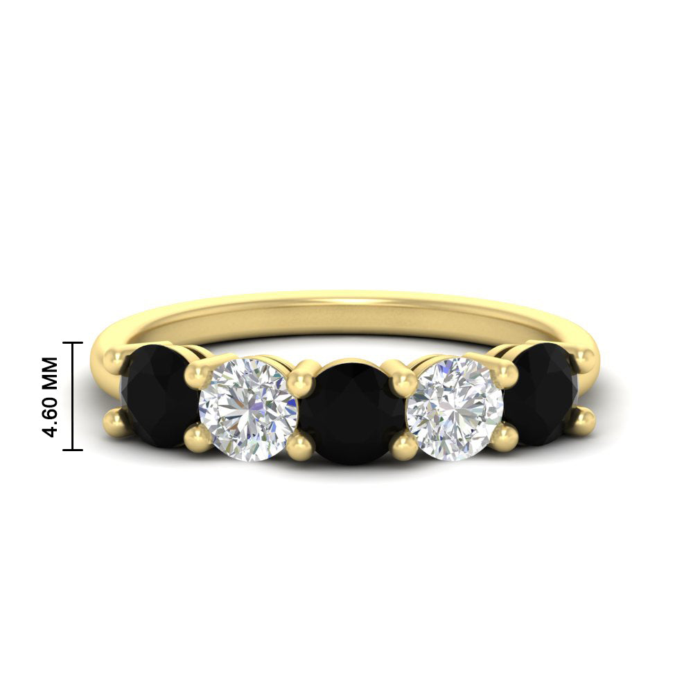round-cut-2-carat-5-stone-diamond-and-black-diamond-wedding-ring-in-yellow-gold-FDENS141ROBGBLACK-2.00CT-NL-YG-HW