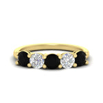 Load image into Gallery viewer, round-cut-2-carat-5-stone-diamond-and-black-diamond-wedding-ring-in-yellow-gold-FDENS141ROBGBLACK-2.00CT-NL-YG
