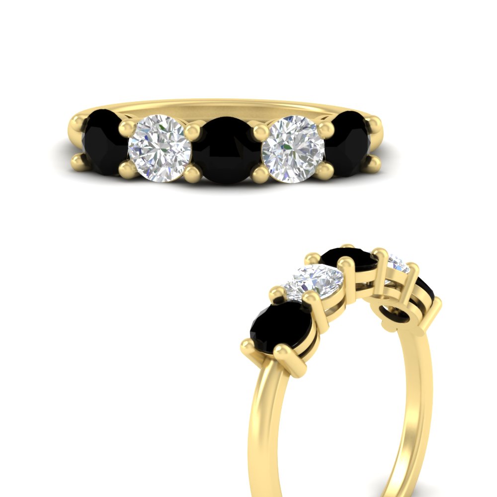 round-cut-2-carat-5-stone-diamond-and-black-diamond-wedding-ring-in-yellow-gold-FDENS141ROBGBLACKANGLE3-2.00CT-NL-YG