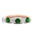 Load image into Gallery viewer, round-cut-2-carat-5-stone-diamond-and-emerald-wedding-ring-in-rose-gold-FDENS141ROBGEMGR-2.00CT-NL-RG-HW
