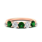 Load image into Gallery viewer, round-cut-2-carat-5-stone-diamond-and-emerald-wedding-ring-in-rose-gold-FDENS141ROBGEMGR-2.00CT-NL-RG
