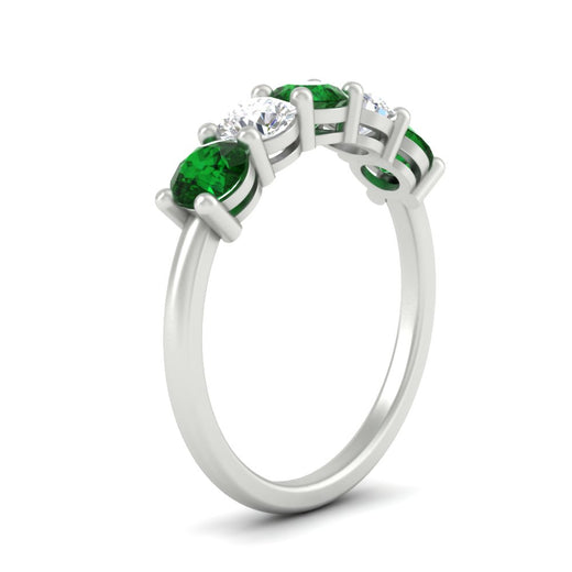 round-cut-2-carat-5-stone-diamond-and-emerald-wedding-ring-in-white-gold-FDENS141ROBGEMGRANGLE2-2.00CT-NL-WG