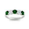 Load image into Gallery viewer, round-cut-2-carat-5-stone-diamond-and-emerald-wedding-ring-in-white-gold-FDENS141ROBGEMGRANGLE5-2.00CT-NL-WG