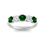 Load image into Gallery viewer, round-cut-2-carat-5-stone-diamond-and-emerald-wedding-ring-in-white-gold-FDENS141ROBGEMGRANGLE5-2.00CT-NL-WG
