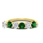Load image into Gallery viewer, round-cut-2-carat-5-stone-diamond-and-emerald-wedding-ring-in-yellow-gold-FDENS141ROBGEMGR-2.00CT-NL-YG-HW
