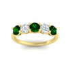 Load image into Gallery viewer, round-cut-2-carat-5-stone-diamond-and-emerald-wedding-ring-in-yellow-gold-FDENS141ROBGEMGRANGLE5-2.00CT-NL-YG