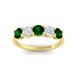 Load image into Gallery viewer, round-cut-2-carat-5-stone-diamond-and-emerald-wedding-ring-in-yellow-gold-FDENS141ROBGEMGRANGLE5-2.00CT-NL-YG
