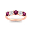 Load image into Gallery viewer, round-cut-2-carat-5-stone-diamond-and-pink-sapphire-wedding-ring-in-rose-gold-FDENS141ROBGSADRPIANGLE5-2.00CT-NL-RG