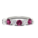 Load image into Gallery viewer, round-cut-2-carat-5-stone-diamond-and-pink-sapphire-wedding-ring-in-white-gold-FDENS141ROBGSADRPI-2.00CT-NL-WG-HW
