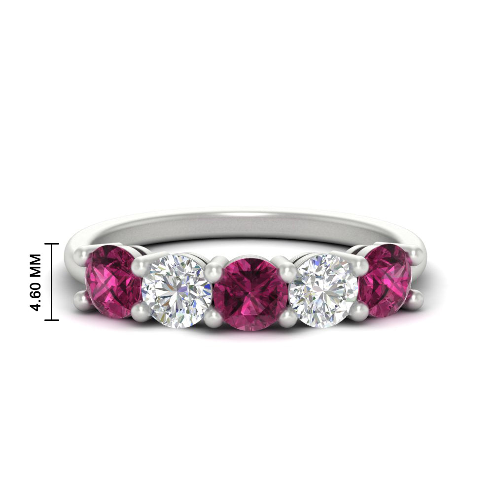 round-cut-2-carat-5-stone-diamond-and-pink-sapphire-wedding-ring-in-white-gold-FDENS141ROBGSADRPI-2.00CT-NL-WG-HW