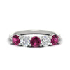 Load image into Gallery viewer, round-cut-2-carat-5-stone-diamond-and-pink-sapphire-wedding-ring-in-white-gold-FDENS141ROBGSADRPI-2.00CT-NL-WG