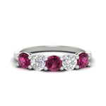 Load image into Gallery viewer, round-cut-2-carat-5-stone-diamond-and-pink-sapphire-wedding-ring-in-white-gold-FDENS141ROBGSADRPI-2.00CT-NL-WG
