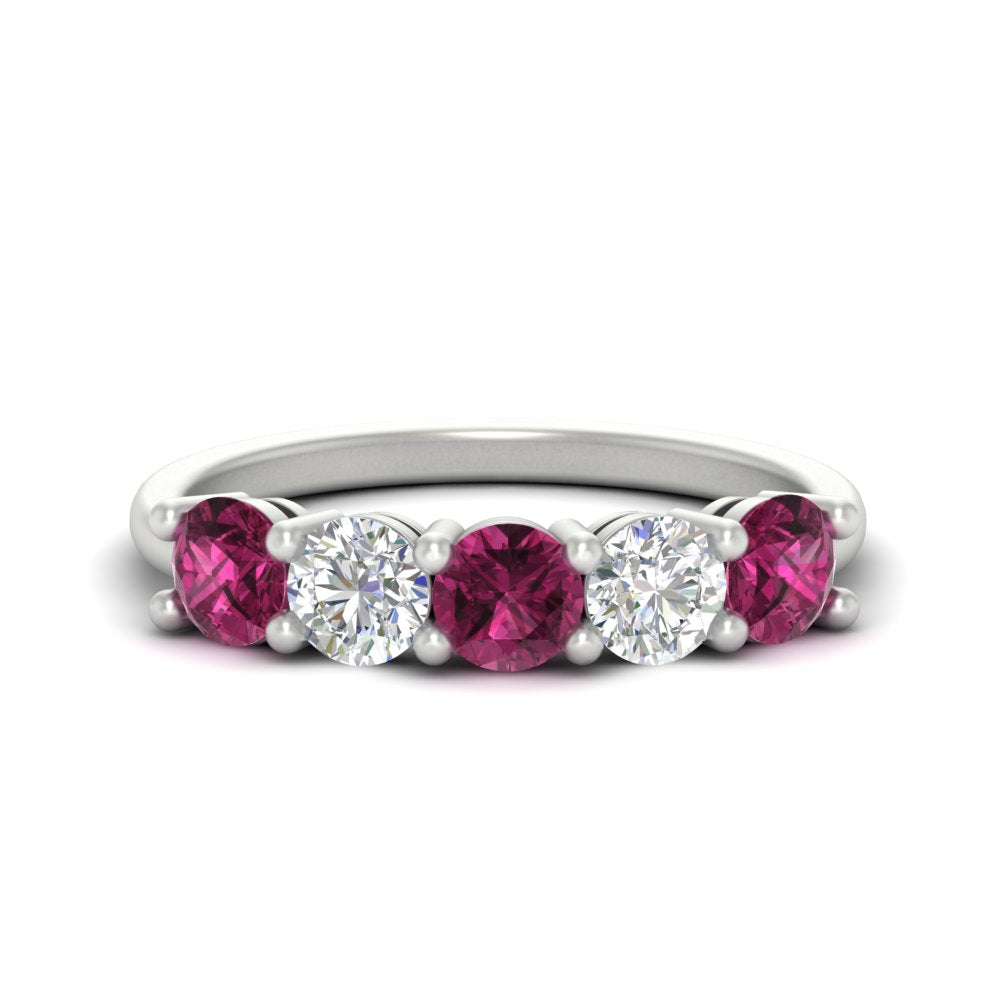 round-cut-2-carat-5-stone-diamond-and-pink-sapphire-wedding-ring-in-white-gold-FDENS141ROBGSADRPI-2.00CT-NL-WG