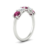 Load image into Gallery viewer, round-cut-2-carat-5-stone-diamond-and-pink-sapphire-wedding-ring-in-white-gold-FDENS141ROBGSADRPIANGLE2-2.00CT-NL-WG
