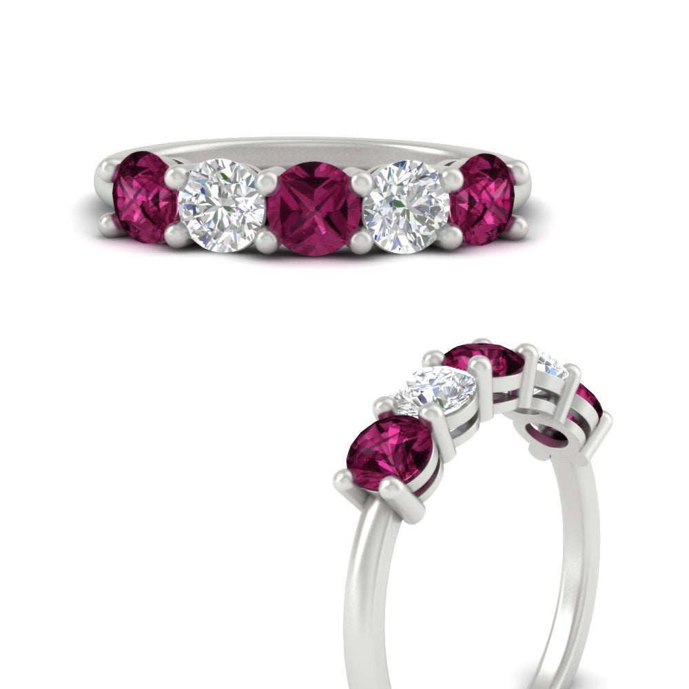 round-cut-2-carat-5-stone-diamond-and-pink-sapphire-wedding-ring-in-white-gold-FDENS141ROBGSADRPIANGLE3-2.00CT-NL-WG