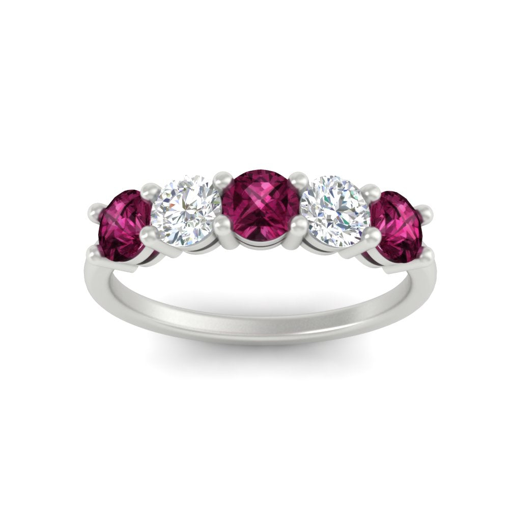 round-cut-2-carat-5-stone-diamond-and-pink-sapphire-wedding-ring-in-white-gold-FDENS141ROBGSADRPIANGLE5-2.00CT-NL-WG